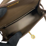 エルメス HERMES ミニケリー2 W刻 エトゥープ ゴールド金具 ヴォーエプソン レディース ショルダーバッグ