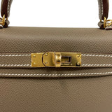 エルメス HERMES ミニケリー2 W刻 エトゥープ ゴールド金具 ヴォーエプソン レディース ショルダーバッグ