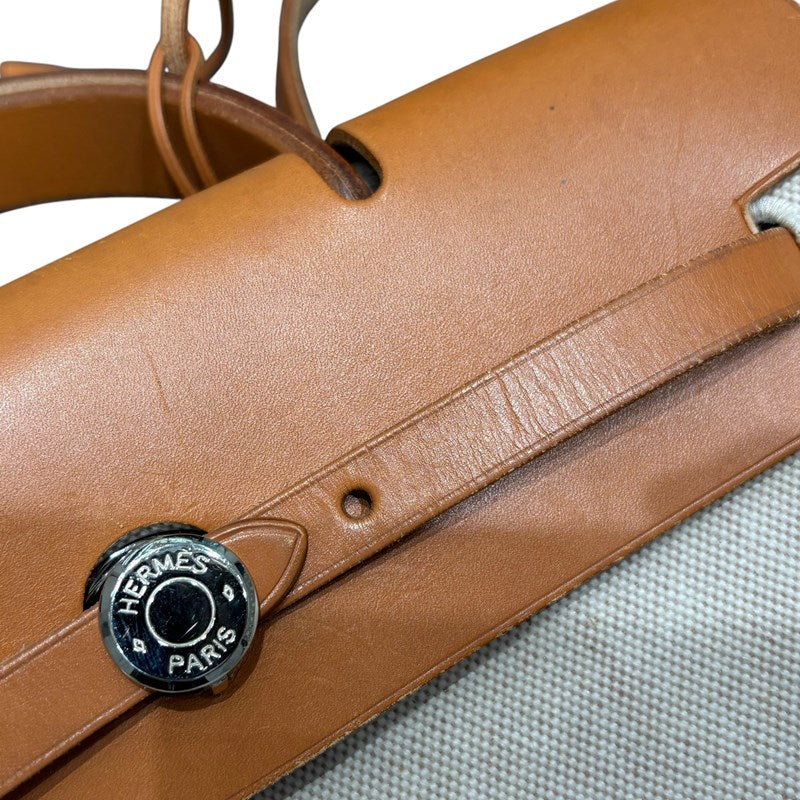 エルメス HERMES エールバッグアドPM  □D刻印 エクリュ×ゴールド SV金具 トワルアッシュ レディース リュック・デイパック