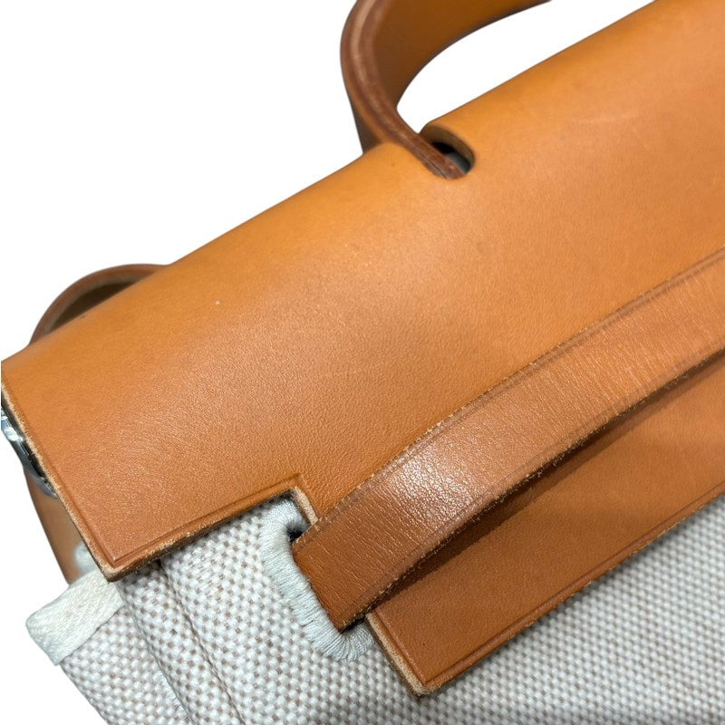エルメス HERMES エールバッグアドPM  □D刻印 エクリュ×ゴールド SV金具 トワルアッシュ レディース リュック・デイパック