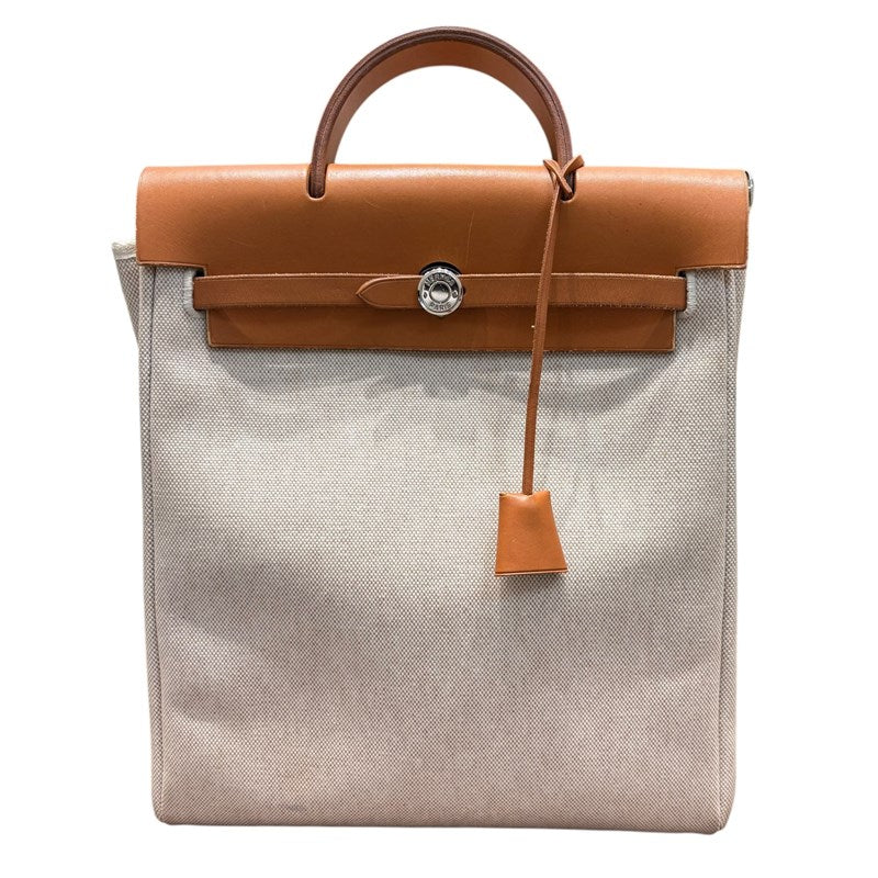 エルメス HERMES エールバッグアドPM  □D刻印 エクリュ×ゴールド SV金具 トワルアッシュ レディース リュック・デイパック