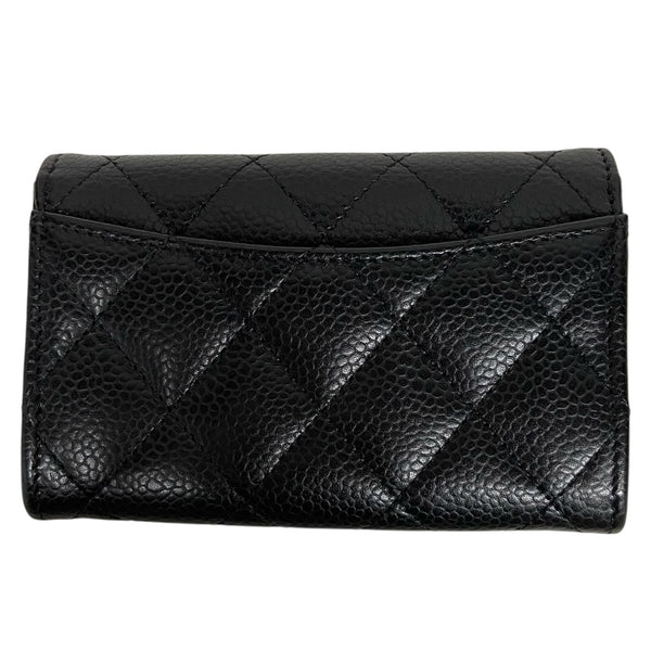 シャネル CHANEL マトラッセ フラップ カードケース AP0214 ブラック　ゴールド金具 キャビアスキン レディース カードケース
