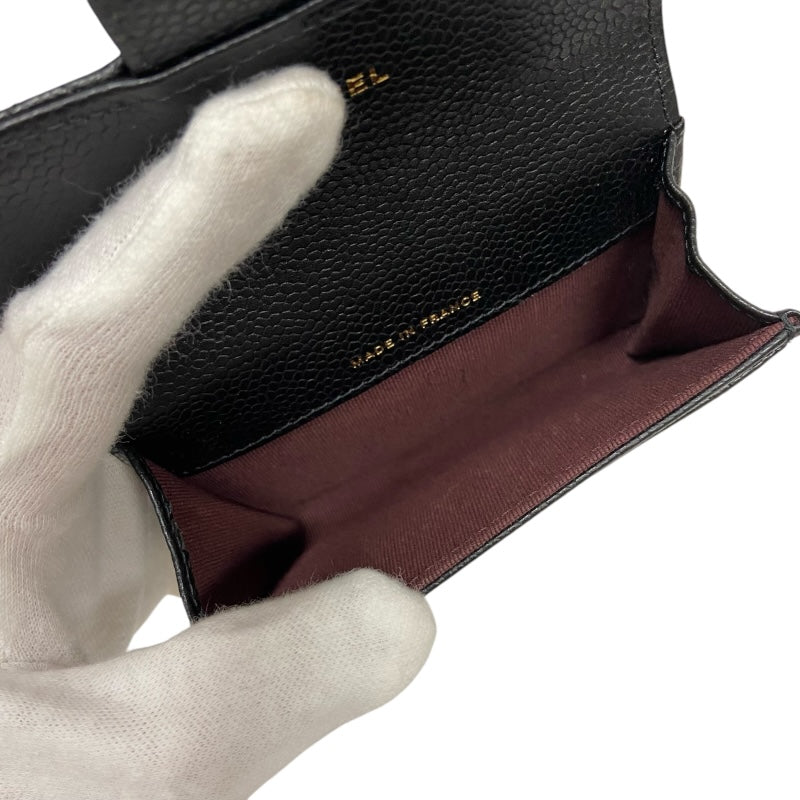 シャネル CHANEL マトラッセ フラップ カードケース AP0214 ブラック　ゴールド金具 キャビアスキン レディース カードケース