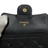 シャネル CHANEL マトラッセ フラップ カードケース AP0214 ブラック　ゴールド金具 キャビアスキン レディース カードケース