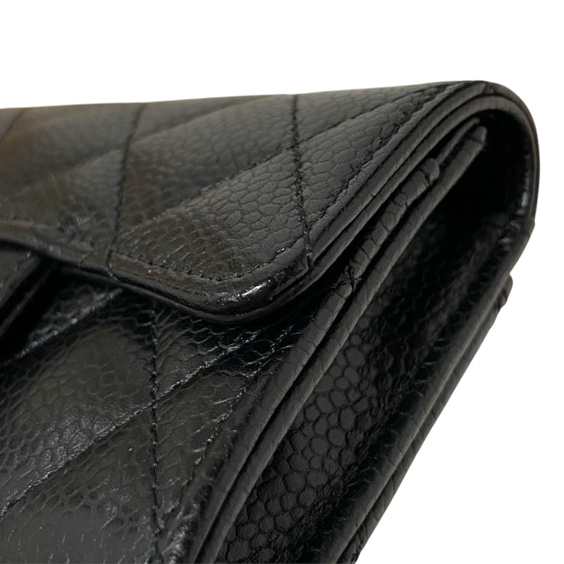 シャネル CHANEL マトラッセ フラップ カードケース AP0214 ブラック　ゴールド金具 キャビアスキン レディース カードケース