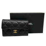 シャネル CHANEL マトラッセ フラップ カードケース AP0214 ブラック　ゴールド金具 キャビアスキン レディース カードケース