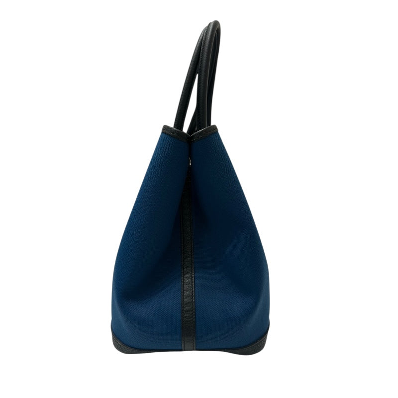 エルメス HERMES ガーデンパーティPM D刻印 ネイビー トワル　キャンバス/レザー ユニセックス ハンドバッグ