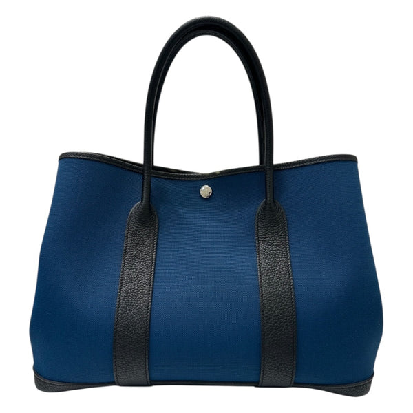 エルメス HERMES ガーデンパーティPM D刻印 ネイビー トワル　キャンバス/レザー ユニセックス ハンドバッグ