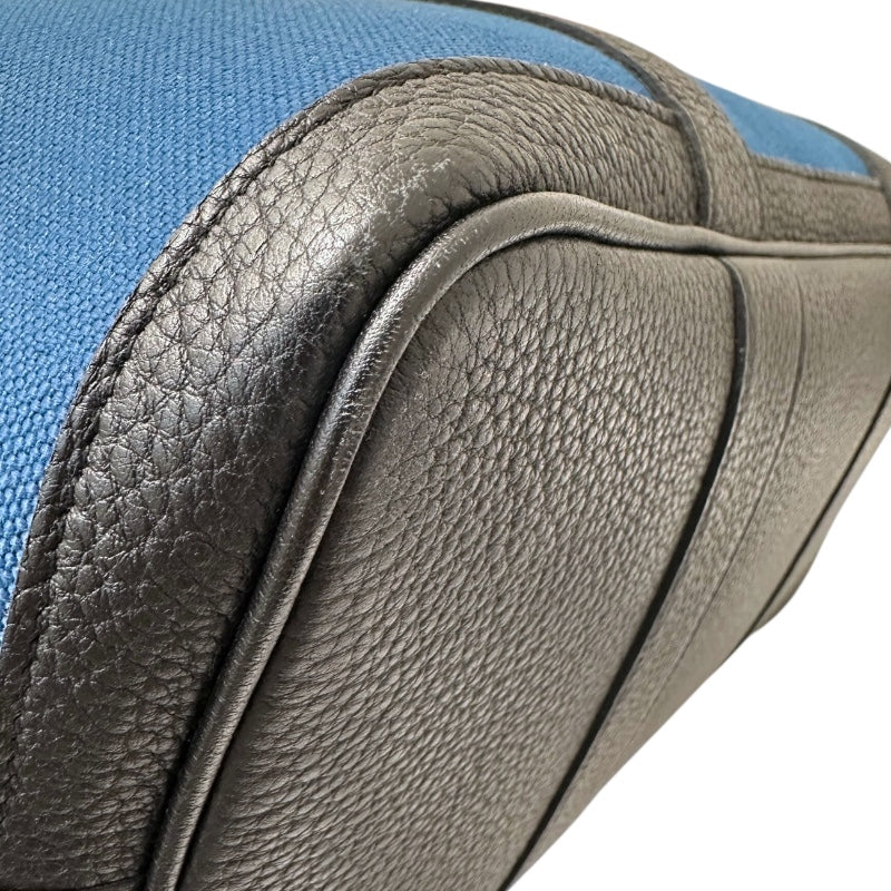 エルメス HERMES ガーデンパーティPM D刻印 ネイビー トワル　キャンバス/レザー ユニセックス ハンドバッグ