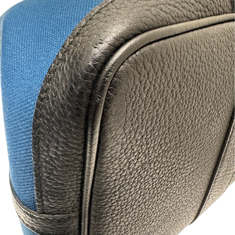 エルメス HERMES ガーデンパーティPM D刻印 ネイビー トワル　キャンバス/レザー ユニセックス ハンドバッグ