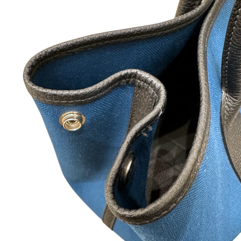 エルメス HERMES ガーデンパーティPM D刻印 ネイビー トワル　キャンバス/レザー ユニセックス ハンドバッグ