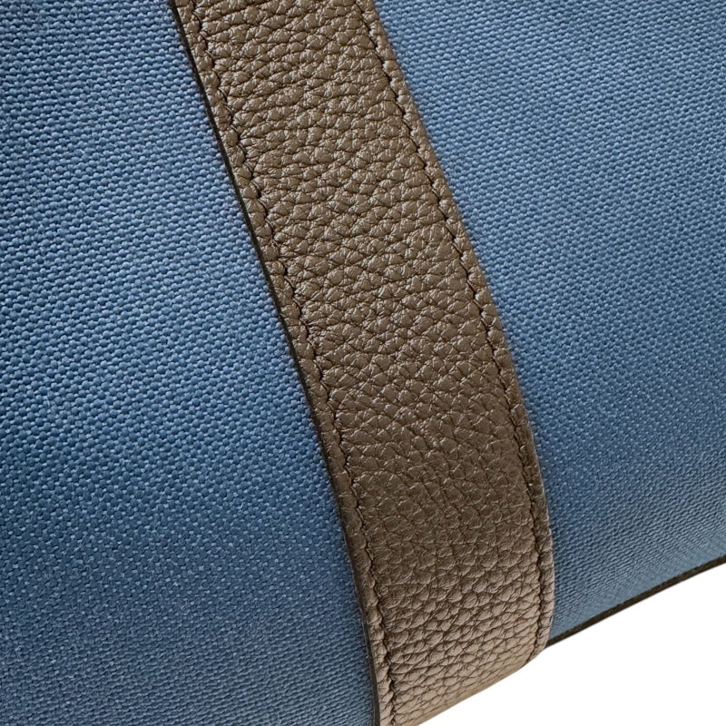 エルメス HERMES ガーデンパーティPM D刻印 ネイビー トワル　キャンバス/レザー ユニセックス ハンドバッグ
