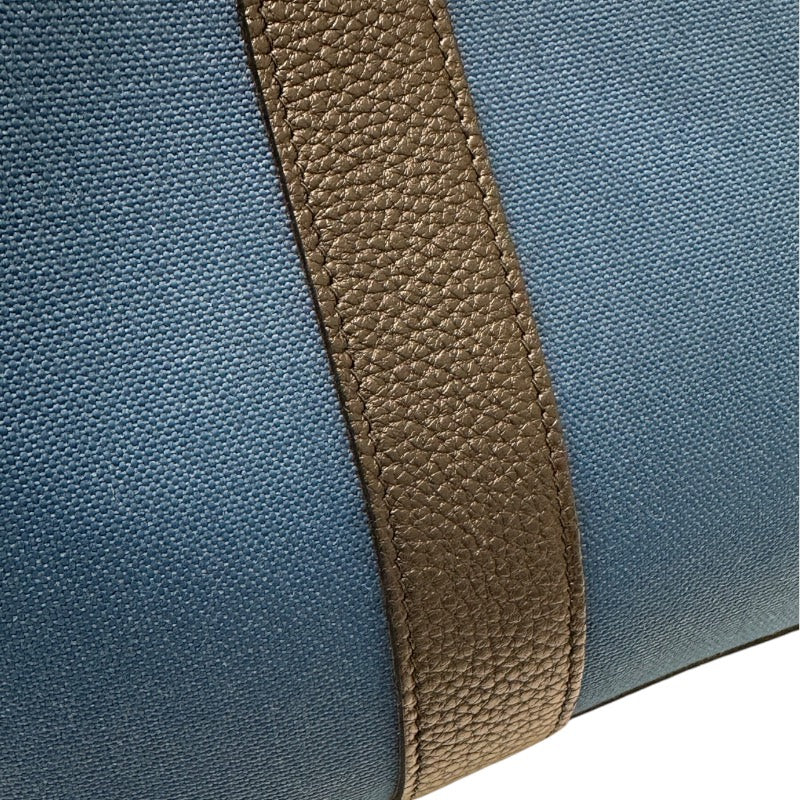 エルメス HERMES ガーデンパーティPM D刻印 ネイビー トワル　キャンバス/レザー ユニセックス ハンドバッグ