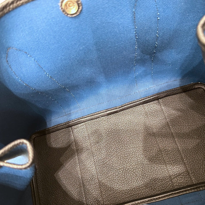 エルメス HERMES ガーデンパーティPM D刻印 ネイビー トワル　キャンバス/レザー ユニセックス ハンドバッグ