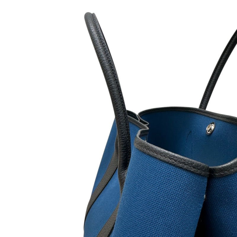 エルメス HERMES ガーデンパーティPM D刻印 ネイビー トワル　キャンバス/レザー ユニセックス ハンドバッグ