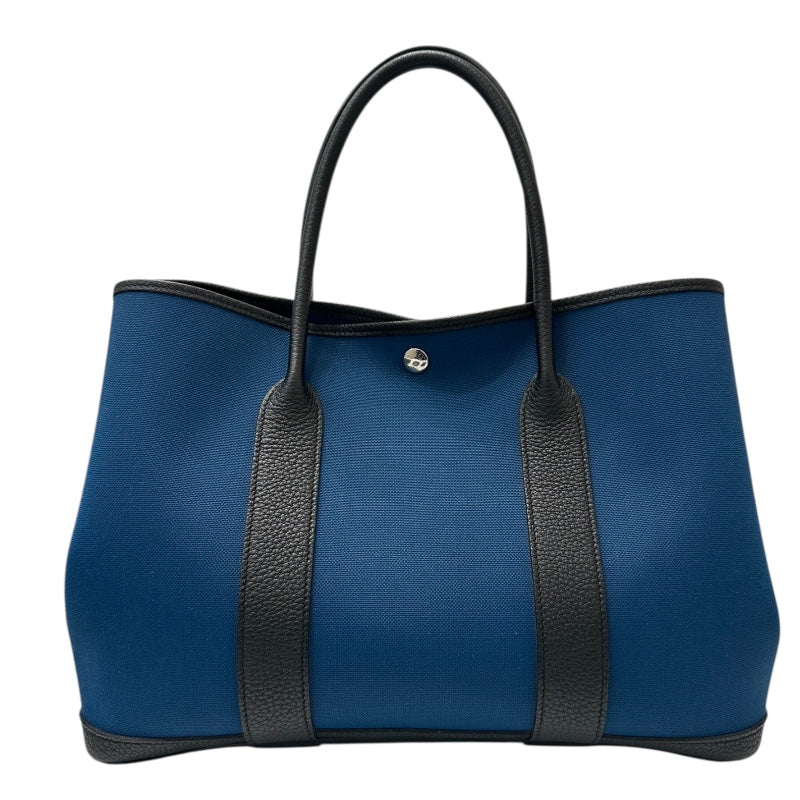 エルメス HERMES ガーデンパーティPM D刻印 ネイビー トワル　キャンバス/レザー ユニセックス ハンドバッグ