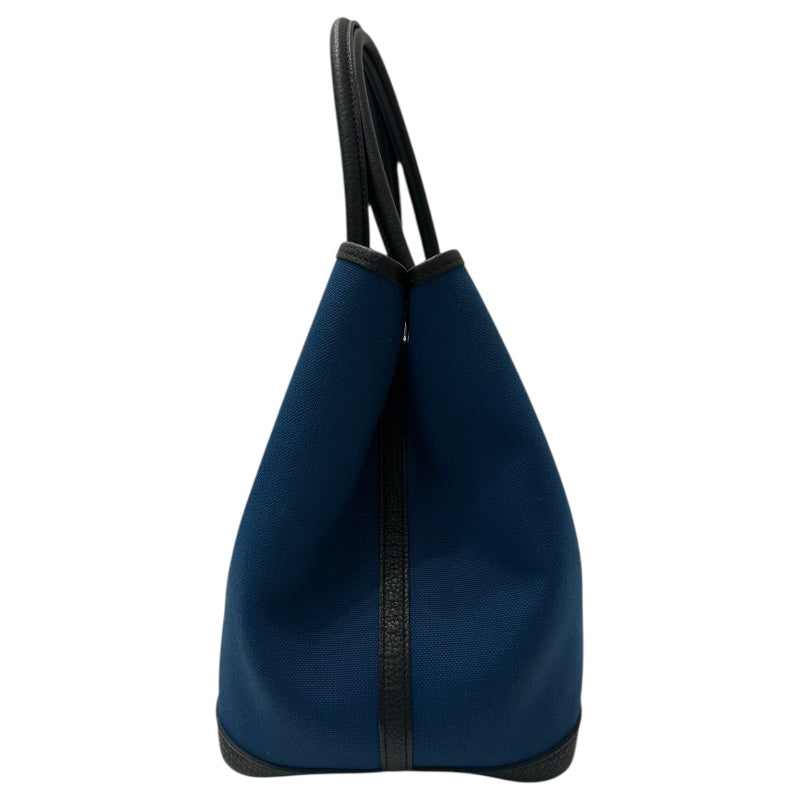 エルメス HERMES ガーデンパーティPM D刻印 ネイビー トワル　キャンバス/レザー ユニセックス ハンドバッグ