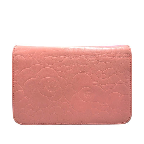 シャネル CHANEL ココフラワーウォレット ピンク　シルバー金具　 カーフ レディース ショルダーバッグ