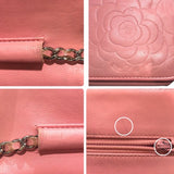 シャネル CHANEL ココフラワーウォレット ピンク　シルバー金具　 カーフ レディース ショルダーバッグ