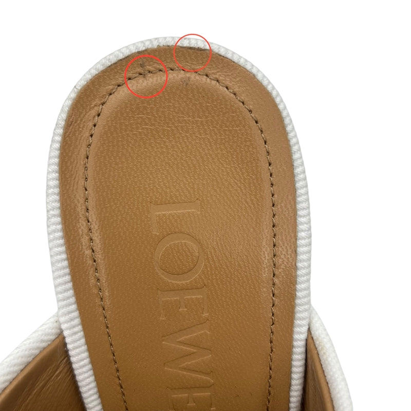 ロエベ LOEWE リップドデニムミュール 37 562201 ホワイト デニム/レザー レディース ミュール