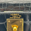 エルメス HERMES ケリー28　外縫い 〇R刻 ブラック　GD金具 アリゲーター レディース ショルダーバッグ