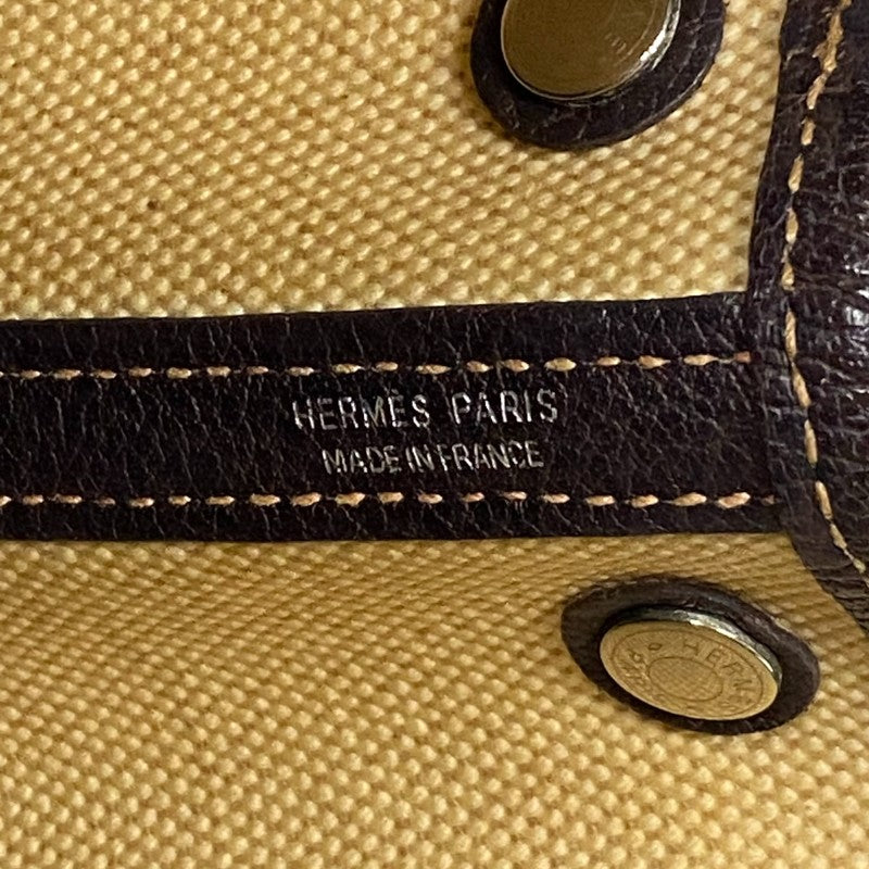 エルメス HERMES ガーデンパーティ TTPM □I刻 ベージュ×ブラウン トワル/ブッフル レディース トートバッグ ハンドバッグ