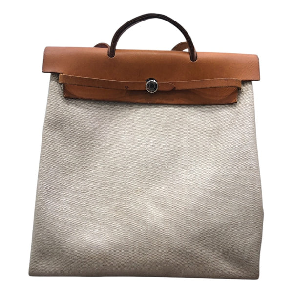 エルメス HERMES エールバッグMM エクリュ・ゴールド/SV金具 トワレ・レザー ユニセックス ハンドバッグ