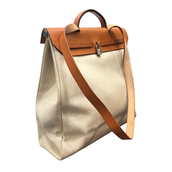エルメス HERMES エールバッグMM エクリュ・ゴールド/SV金具 トワレ・レザー ユニセックス ハンドバッグ