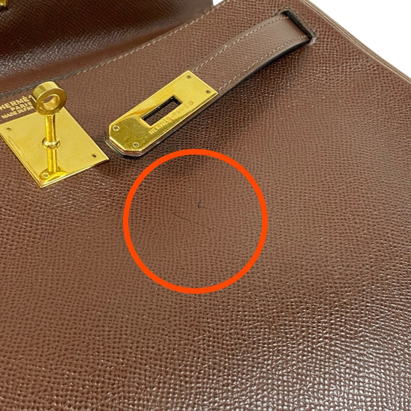 エルメス HERMES ケリー32　内縫い 〇Y刻 ブラウン ゴールド金具 クシュベル レディース ハンドバッグ