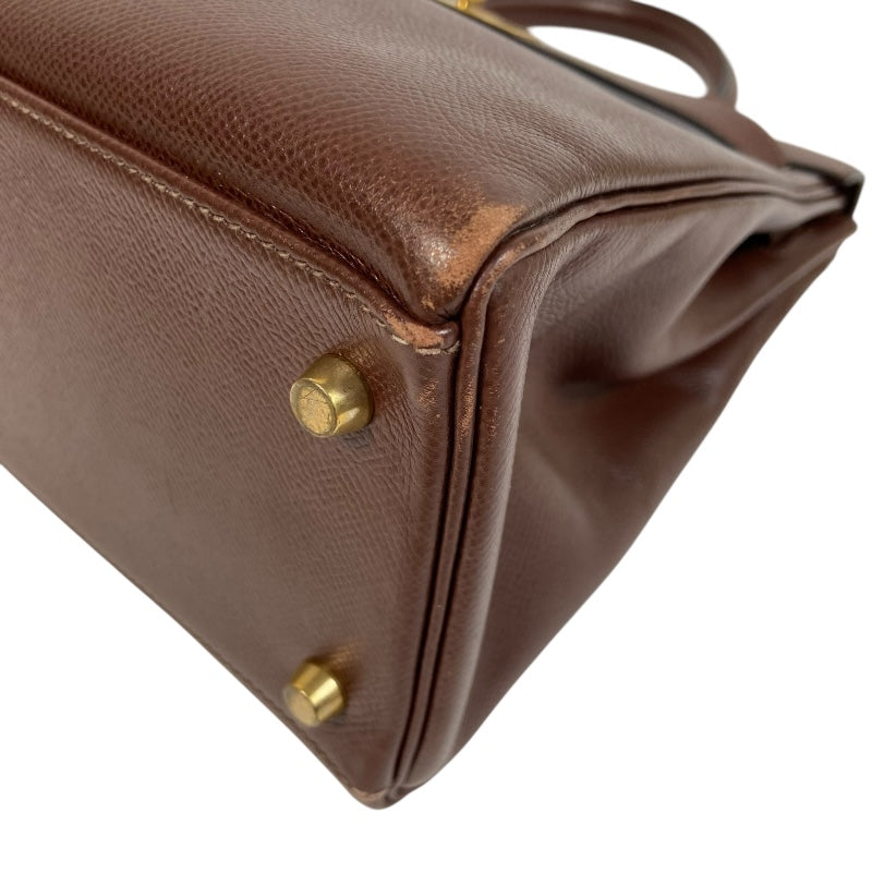 エルメス HERMES ケリー32　内縫い 〇Y刻 ブラウン ゴールド金具 クシュベル レディース ハンドバッグ
