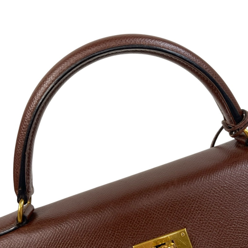 エルメス HERMES ケリー32　内縫い 〇Y刻 ブラウン ゴールド金具 クシュベル レディース ハンドバッグ