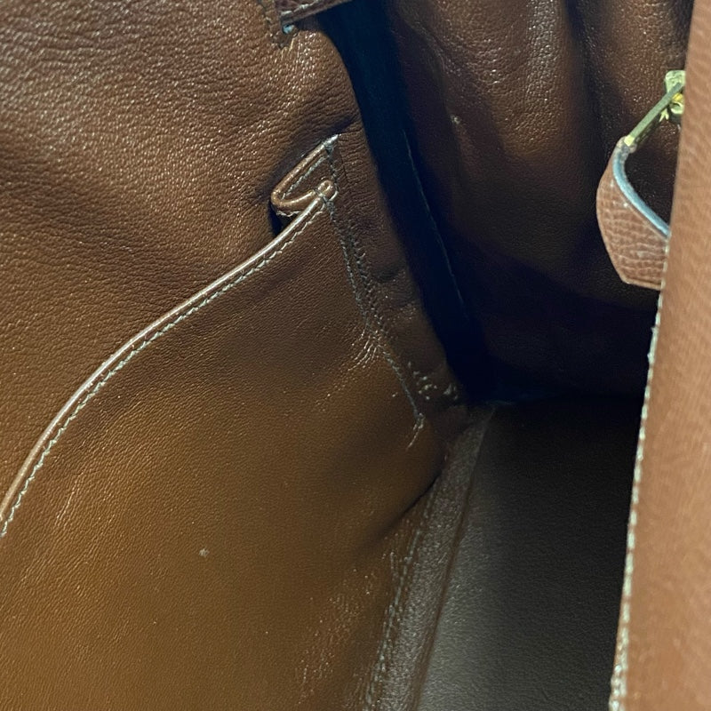 エルメス HERMES ケリー32　内縫い 〇Y刻 ブラウン ゴールド金具 クシュベル レディース ハンドバッグ