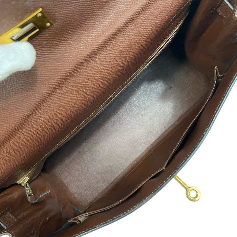 エルメス HERMES ケリー32　内縫い 〇Y刻 ブラウン ゴールド金具 クシュベル レディース ハンドバッグ