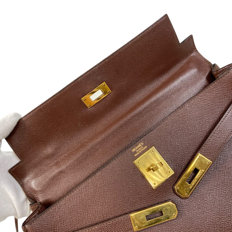 エルメス HERMES ケリー32　内縫い 〇Y刻 ブラウン ゴールド金具 クシュベル レディース ハンドバッグ