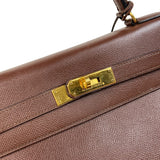 エルメス HERMES ケリー32　内縫い 〇Y刻 ブラウン ゴールド金具 クシュベル レディース ハンドバッグ