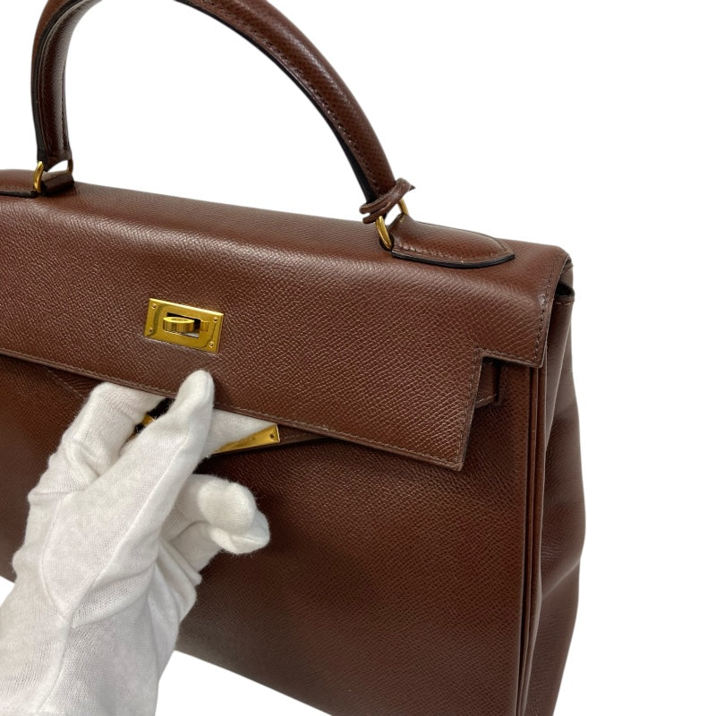 エルメス HERMES ケリー32　内縫い 〇Y刻 ブラウン ゴールド金具 クシュベル レディース ハンドバッグ