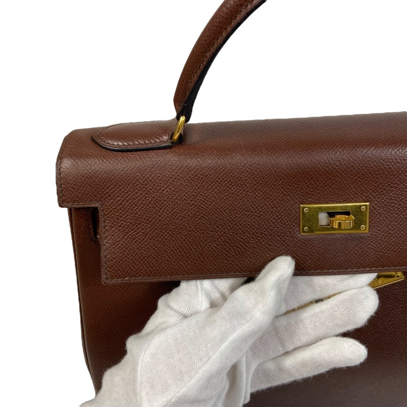 エルメス HERMES ケリー32　内縫い 〇Y刻 ブラウン ゴールド金具 クシュベル レディース ハンドバッグ