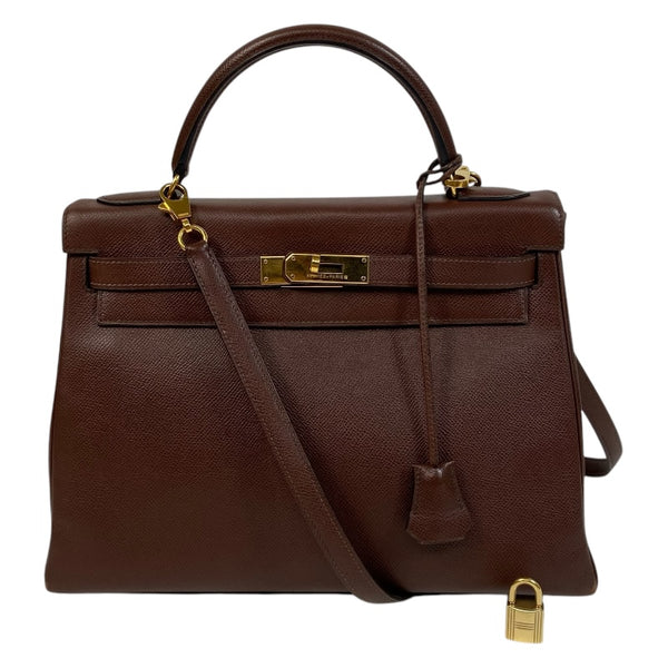 エルメス HERMES ケリー32　内縫い 〇Y刻 ブラウン ゴールド金具 クシュベル レディース ハンドバッグ