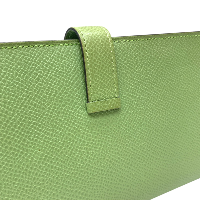 エルメス HERMES ベアン スフレ ヴェルソ Y刻印 ヴェールクリケット×ブルーブリュム ゴールド金具 ヴォーエプソン レディース 長財布