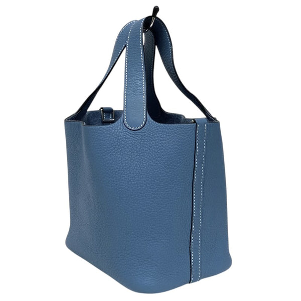 エルメス HERMES ピコタンPM □H刻 ブルージーン シルバー金具 トリヨン レディース ハンドバッグ