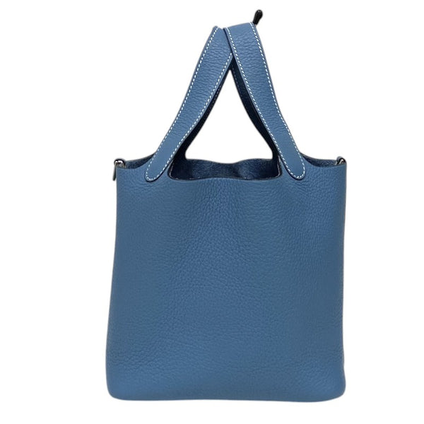 エルメス HERMES ピコタンPM □H刻 ブルージーン シルバー金具 トリヨン レディース ハンドバッグ