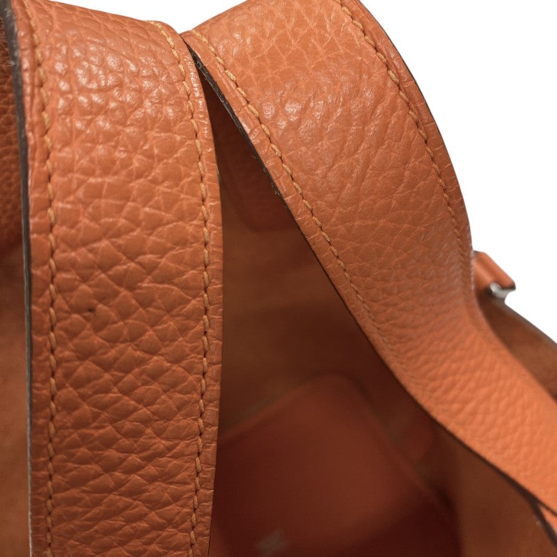 エルメス HERMES ピコタンロックPM □R刻 オレンジ シルバー金具 トリヨン レディース ハンドバッグ