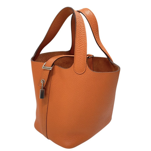 エルメス HERMES ピコタンロックPM □R刻 オレンジ シルバー金具 トリヨン レディース ハンドバッグ