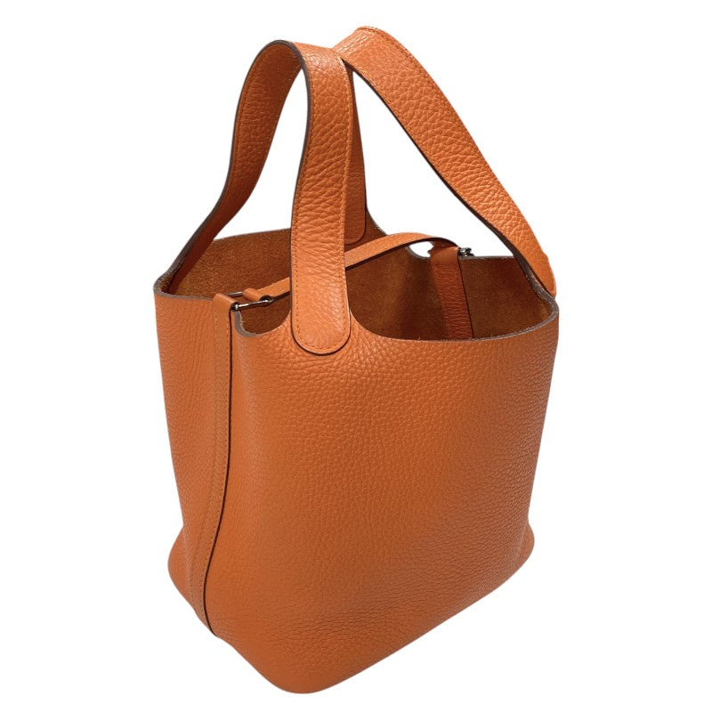 エルメス HERMES ピコタンロックPM □R刻 オレンジ シルバー金具 トリヨン レディース ハンドバッグ