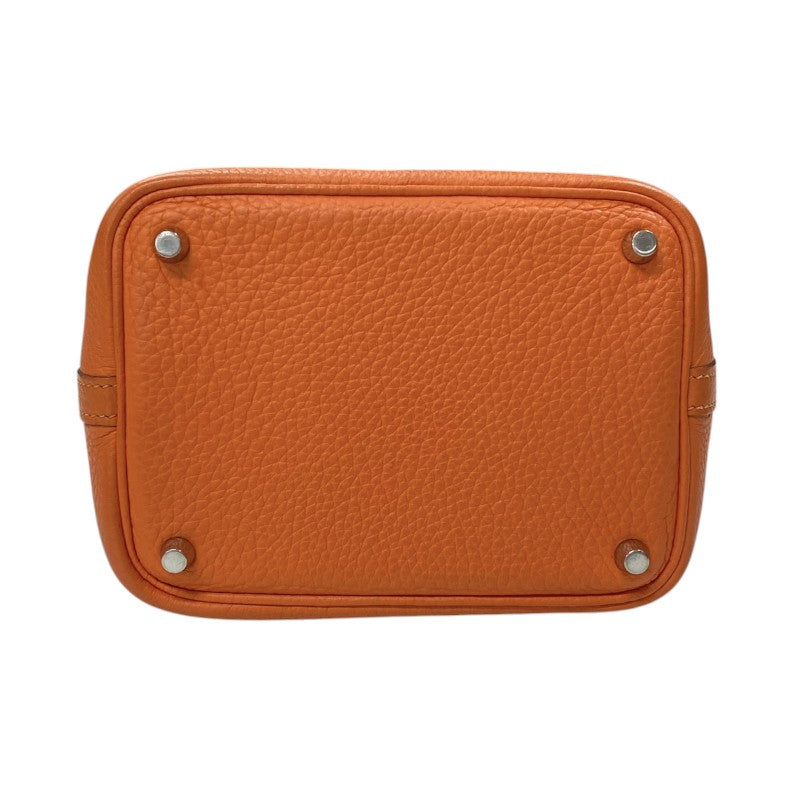 エルメス HERMES ピコタンロックPM □R刻 オレンジ シルバー金具 トリヨン レディース ハンドバッグ