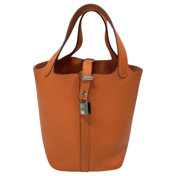 エルメス HERMES ピコタンロックPM □R刻 オレンジ シルバー金具 トリヨン レディース ハンドバッグ