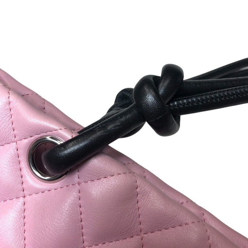 シャネル CHANEL カンボンライン ラージトートバッグ A25169 ピンク×ブラック ラムスキン レディース トートバッグ