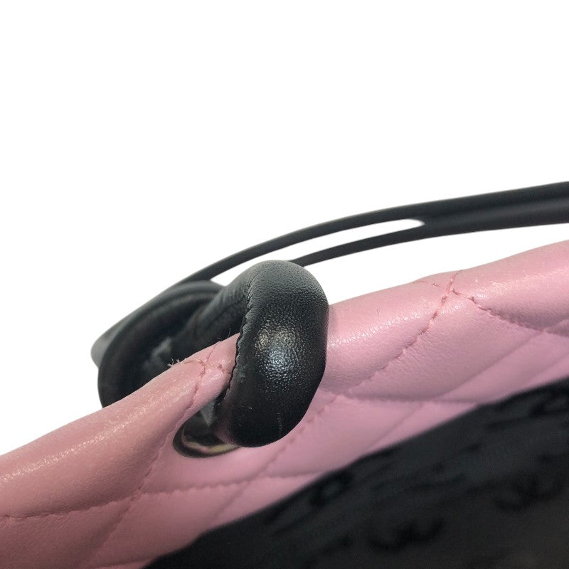 シャネル CHANEL カンボンライン ラージトートバッグ A25169 ピンク×ブラック ラムスキン レディース トートバッグ