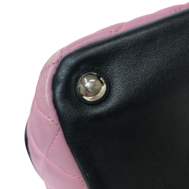 シャネル CHANEL カンボンライン ラージトートバッグ A25169 ピンク×ブラック ラムスキン レディース トートバッグ