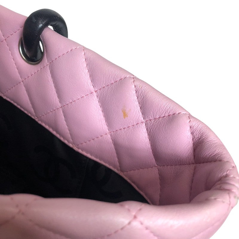 シャネル CHANEL カンボンライン ラージトートバッグ A25169 ピンク×ブラック ラムスキン レディース トートバッグ